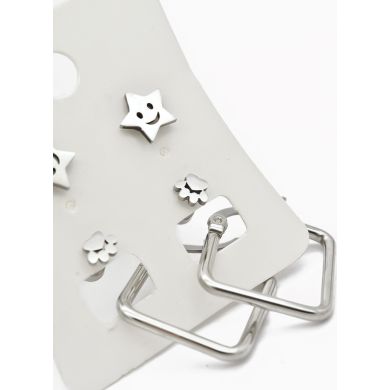 SET DE ARETES X 3 CRISTALES SURTIDO/ACERO INOXIDABLE