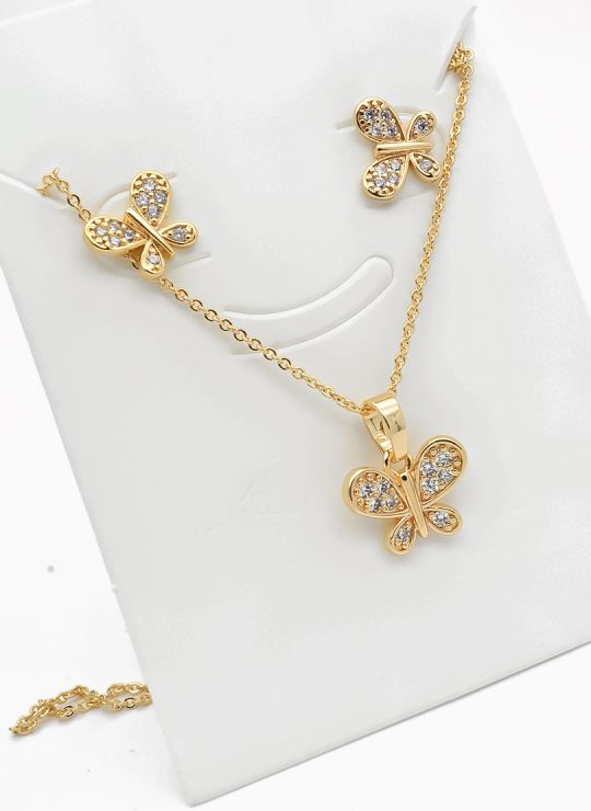 SET DE COLLAR Y DIJE EN RODIO CON MICROCIRCIONES / GARANTIA