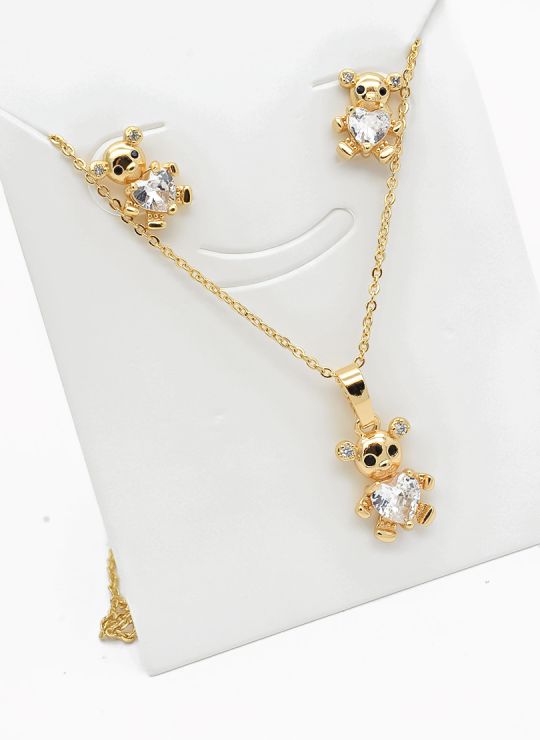 SET DE COLLAR Y DIJE EN RODIO CON MICROCIRCIONES / GARANTIA