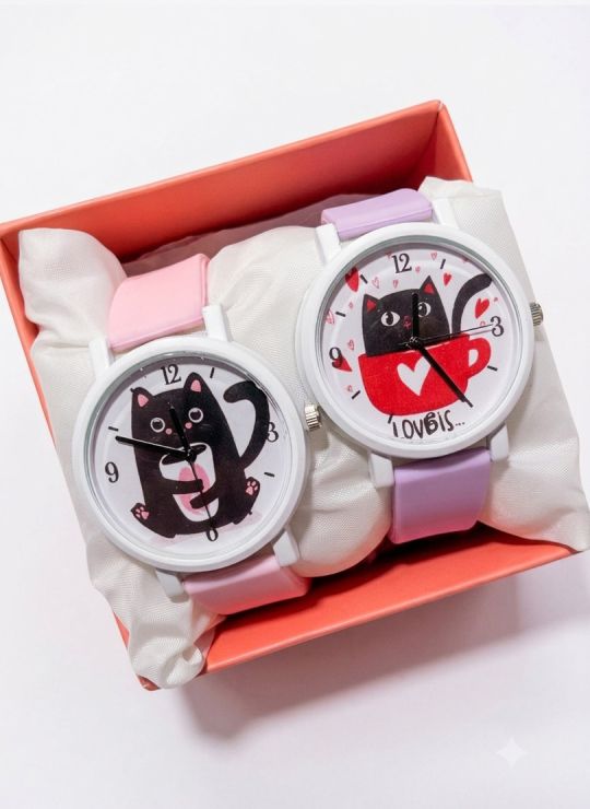 SET DE RELOJ SILICONA PARA AMIGAS CON ESTUCHE Y COJIN DISEÑOS EXCLUSIVOS