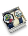 SET DE RELOJ EN CUERO PARA PAREJAS CON ESTUCHE Y COJIN DISEÑOS EXCLUSIVOS