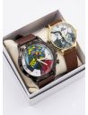 SET DE RELOJ EN CUERO PARA PAREJAS CON ESTUCHE Y COJIN DISEÑOS EXCLUSIVOS