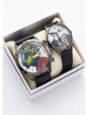 SET DE RELOJ EN CUERO PARA PAREJAS CON ESTUCHE Y COJIN DISEÑOS EXCLUSIVOS