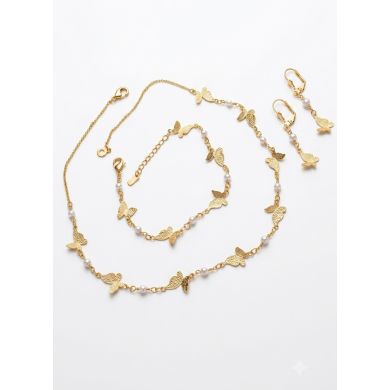 SET DE COLLAR , PULSERA Y DIJES EN RODIO CON MICROCIRCIONES / GARANTIA