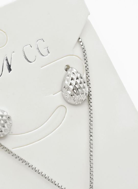 SET DE COLLAR Y DIJE EN RODIO CON MICROCIRCIONES