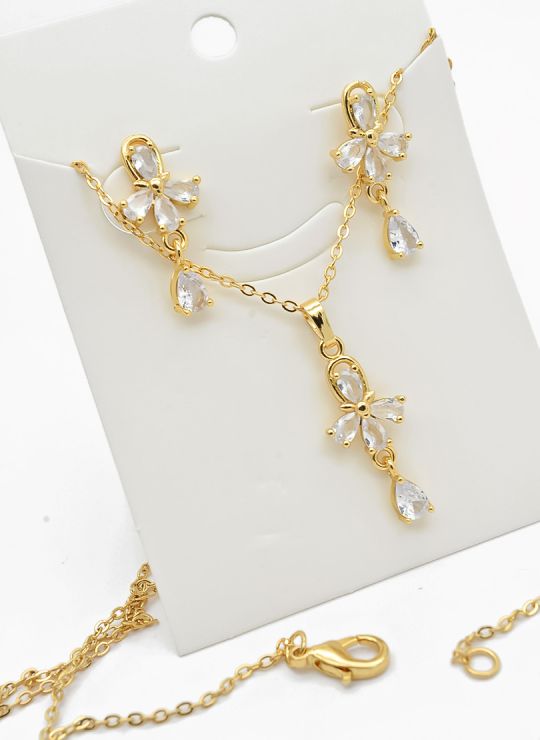 SET DE COLLAR Y DIJE EN RODIO CON MICROCIRCIONES