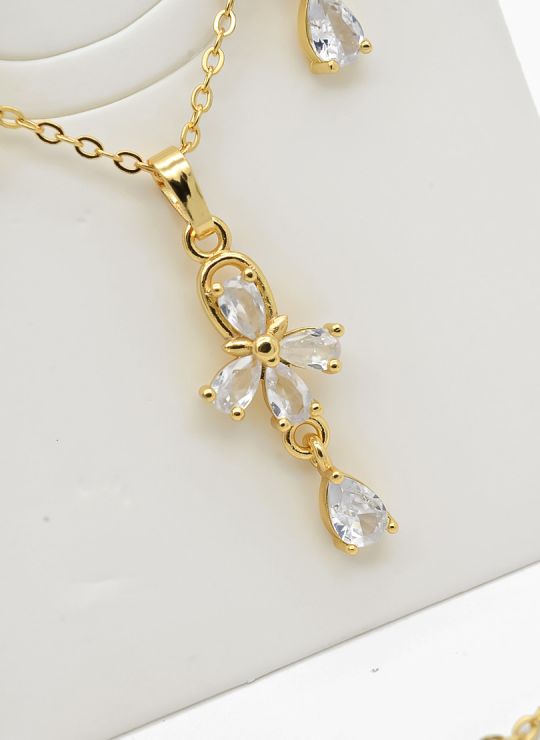 SET DE COLLAR Y DIJE EN RODIO CON MICROCIRCIONES