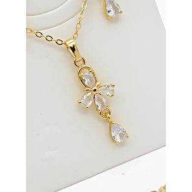 SET DE COLLAR Y DIJE EN RODIO CON MICROCIRCIONES
