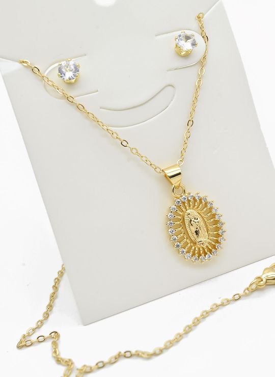 SET DE COLLAR Y DIJE EN RODIO CON MICROCIRCIONES