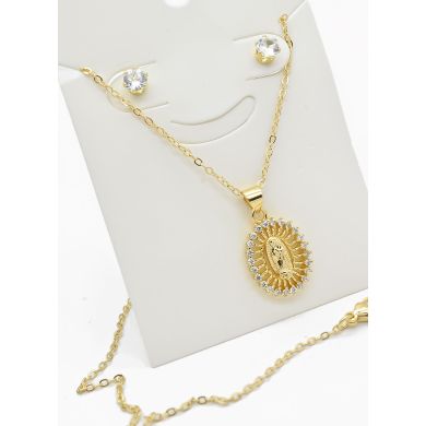 SET DE COLLAR Y DIJE EN RODIO CON MICROCIRCIONES