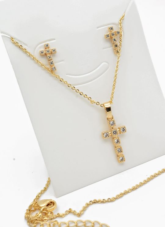 SET DE COLLAR Y DIJE EN RODIO CON MICROCIRCIONES
