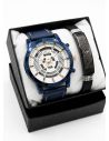 SET DE RELOJ CUERO/METALICO CON PULSERA EN ACERO EN ACERO Y ESTUCHE DE LUJO