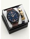 SET DE RELOJ CUERO/METALICO CON PULSERA EN ACERO EN ACERO Y ESTUCHE DE LUJO