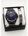SET DE RELOJ CUERO/METALICO CON PULSERA EN ACERO EN ACERO Y ESTUCHE DE LUJO