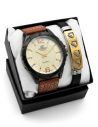 SET DE RELOJ CUERO/METALICO CON PULSERA EN ACERO EN ACERO Y ESTUCHE DE LUJO