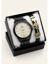 SET DE RELOJ CUERO/METALICO CON PULSERA EN ACERO EN ACERO Y ESTUCHE DE LUJO