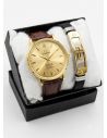 SET DE RELOJ CUERO/METALICO CON PULSERA EN ACERO EN ACERO Y ESTUCHE DE LUJO