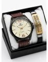 SET DE RELOJ CUERO/METALICO CON PULSERA EN ACERO EN ACERO Y ESTUCHE DE LUJO
