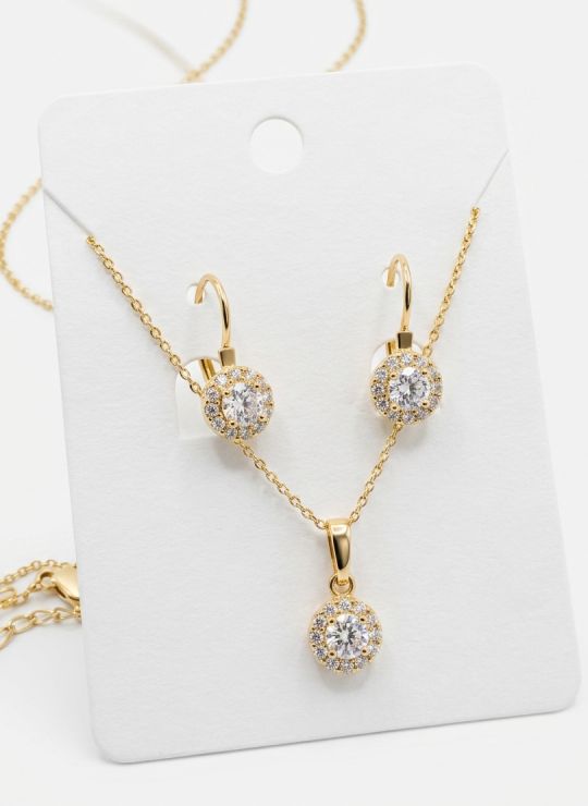 SET DE COLLAR Y DIJE EN RODIO CON MICROCIRCIONES