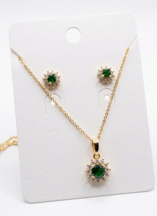 SET DE COLLAR Y DIJE EN RODIO CON MICROCIRCIONES