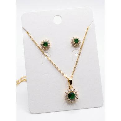 SET DE COLLAR Y DIJE EN RODIO CON MICROCIRCIONES