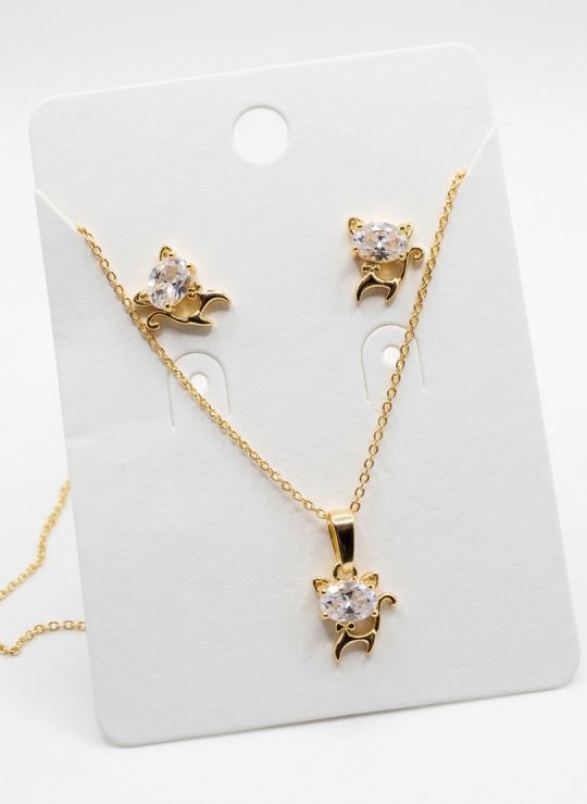 SET DE COLLAR Y DIJE EN RODIO CON MICROCIRCIONES