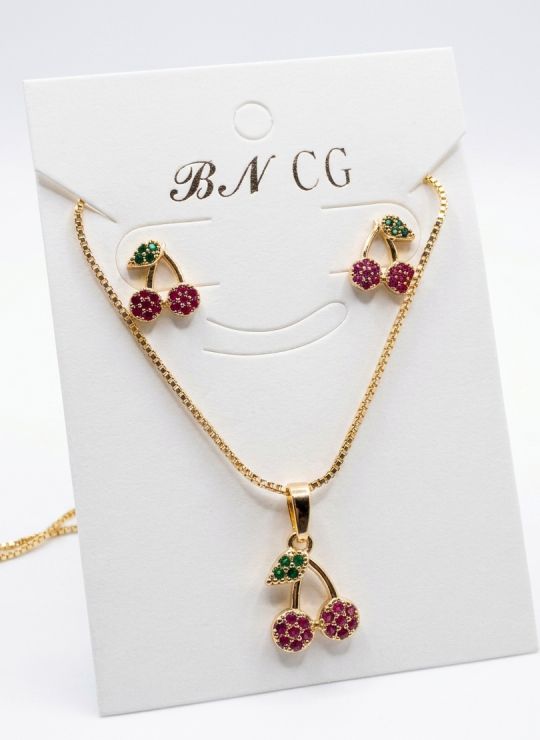 SET DE COLLAR Y DIJE EN RODIO CON MICROCIRCIONES