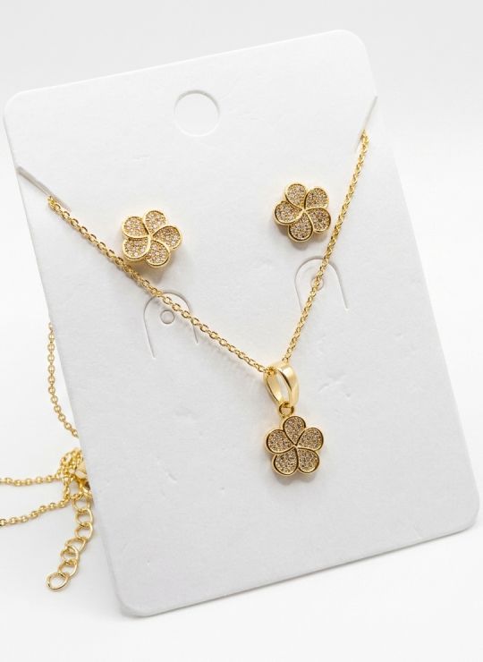SET DE COLLAR Y DIJE EN RODIO CON MICROCIRCIONES/XUPING