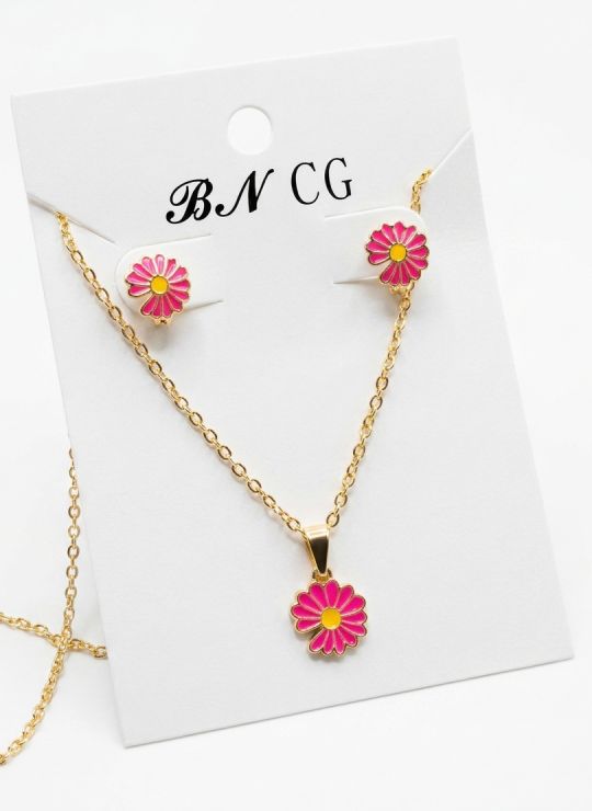 SET DE COLLAR Y DIJE EN RODIO CON MICROCIRCIONES/XUPING
