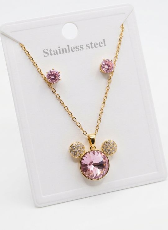 SET DE COLLAR Y DIJE EN RODIO CON MICROCIRCIONES/XUPING