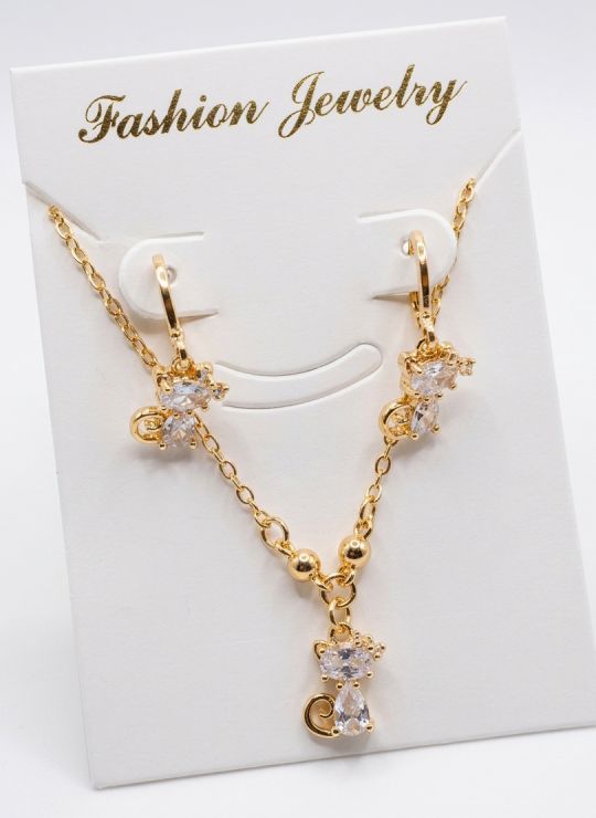 SET DE COLLAR Y DIJE EN RODIO CON MICROCIRCIONES/XUPING