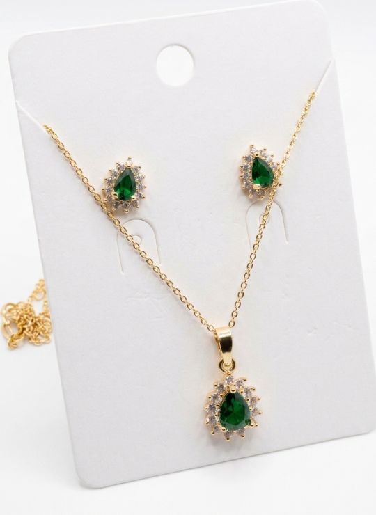 SET DE COLLAR Y DIJE EN RODIO CON MICROCIRCIONES/XUPING