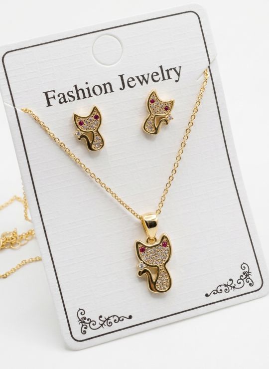 SET DE COLLAR Y DIJE EN RODIO CON MICROCIRCIONES/XUPING