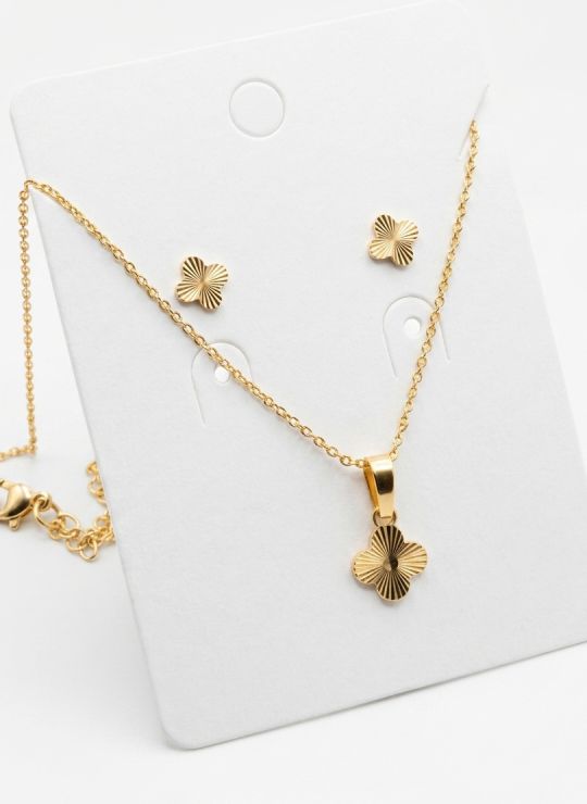 SET DE COLLAR Y DIJE EN RODIO CON MICROCIRCIONES/XUPING