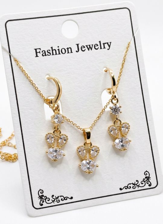 SET DE COLLAR Y DIJE EN RODIO CON MICROCIRCIONES/XUPING