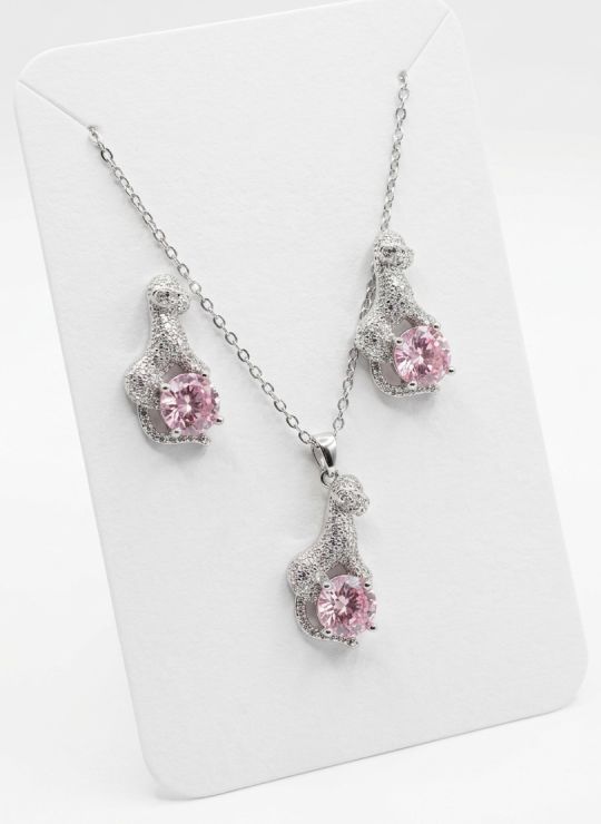 SET DE COLLAR Y DIJE EN RODIO CON MICROCIRCIONES/XUPING