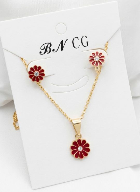 SET DE COLLAR Y DIJE EN RODIO CON MICROCIRCIONES/XUPING