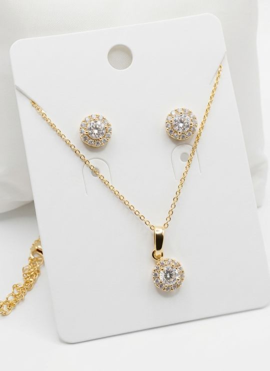 SET DE COLLAR Y DIJE EN RODIO CON MICROCIRCIONES/XUPING