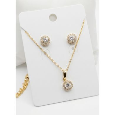 SET DE COLLAR Y DIJE EN RODIO CON MICROCIRCIONES/XUPING