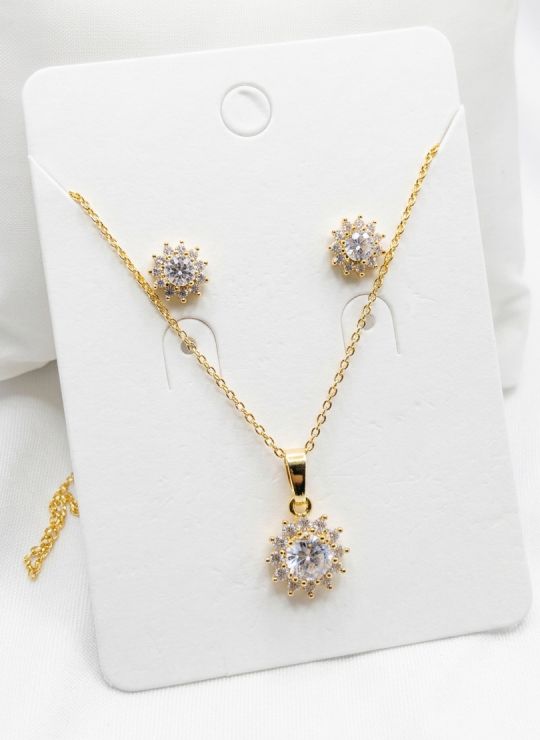 SET DE COLLAR Y DIJE EN RODIO CON MICROCIRCIONES/XUPING