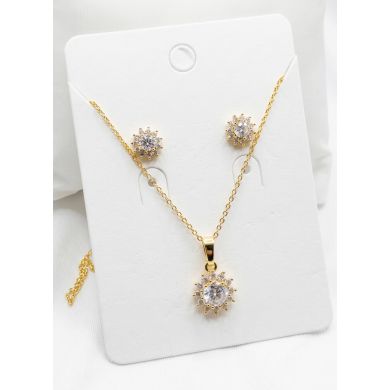 SET DE COLLAR Y DIJE EN RODIO CON MICROCIRCIONES/XUPING