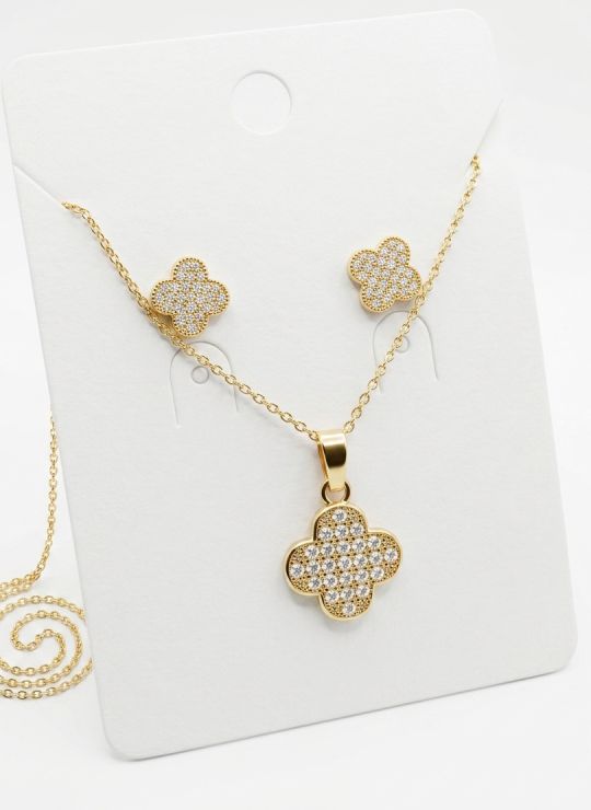 SET DE COLLAR Y DIJE EN RODIO CON MICROCIRCIONES/XUPING