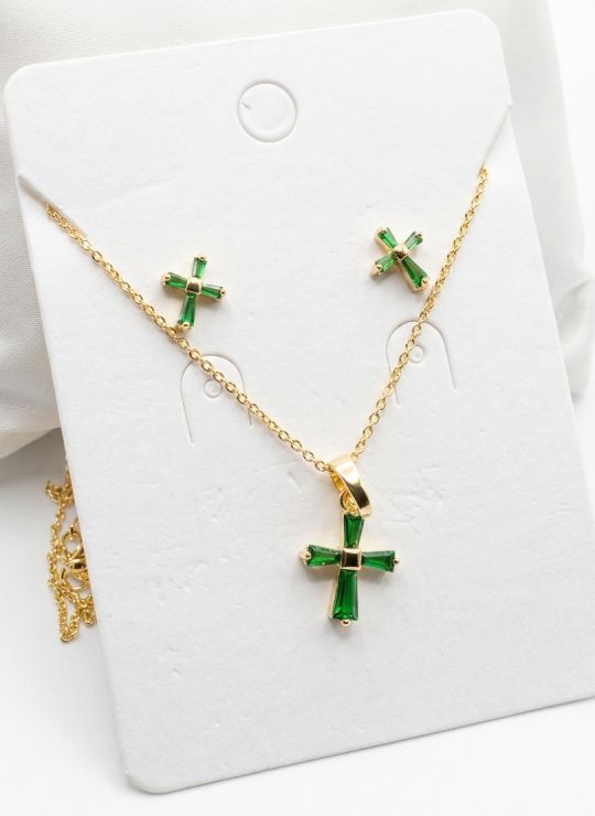 SET DE COLLAR Y DIJE EN RODIO CON MICROCIRCIONES/XUPING