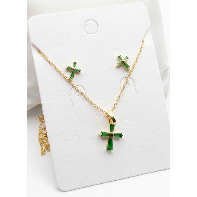 SET DE COLLAR Y DIJE EN RODIO CON MICROCIRCIONES/XUPING