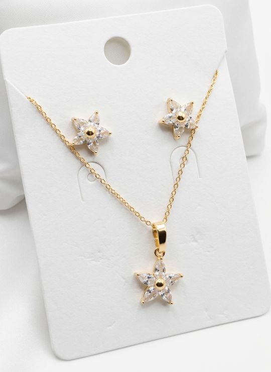 SET DE COLLAR Y DIJE EN RODIO CON MICROCIRCIONES/XUPING
