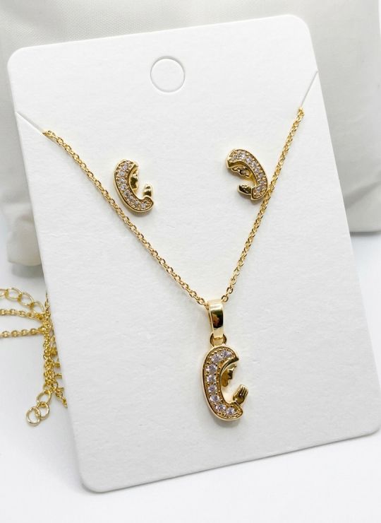 SET DE COLLAR Y DIJE EN RODIO CON MICROCIRCIONES/XUPING