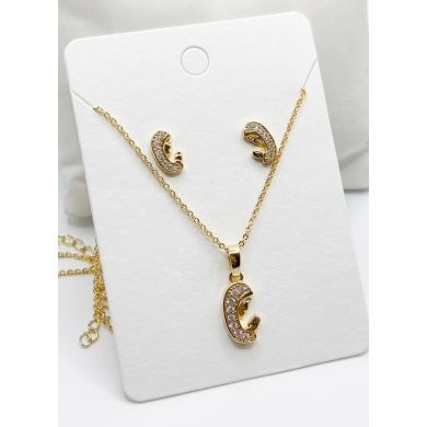 SET DE COLLAR Y DIJE EN RODIO CON MICROCIRCIONES/XUPING