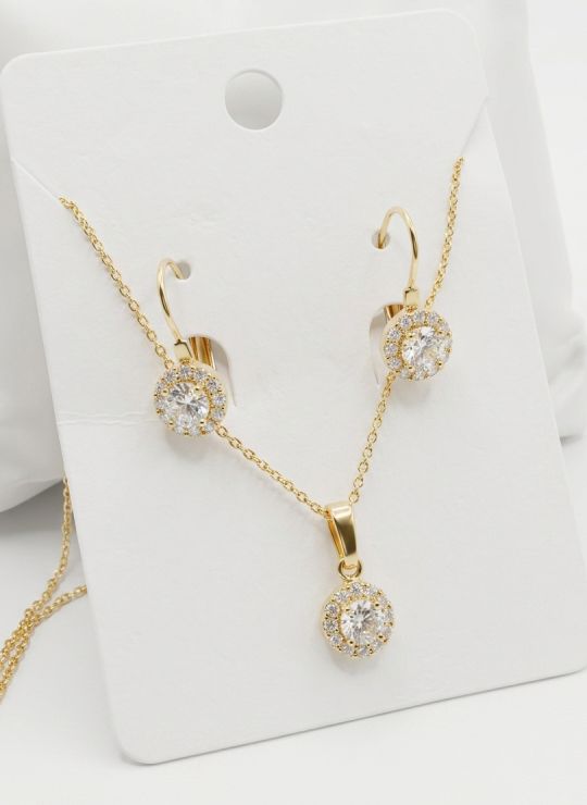 SET DE COLLAR Y DIJE EN RODIO CON MICROCIRCIONES/XUPING