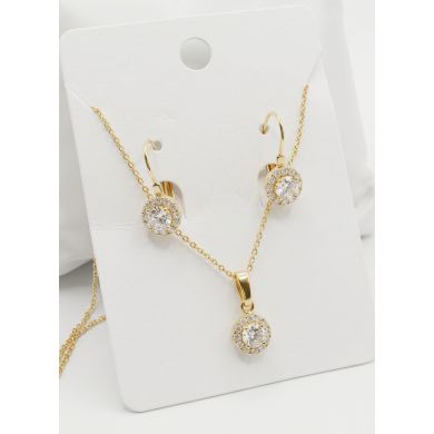 SET DE COLLAR Y DIJE EN RODIO CON MICROCIRCIONES/XUPING