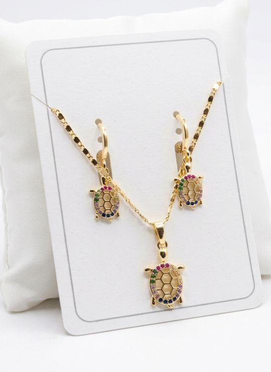 SET DE COLLAR Y DIJE EN RODIO CON MICROCIRCIONES/XUPING